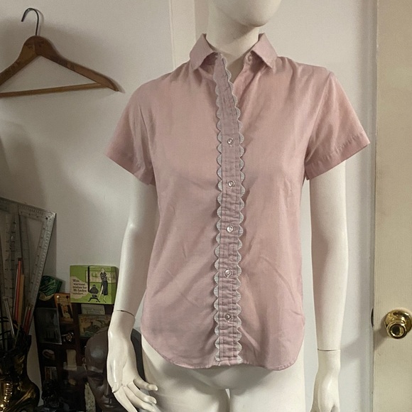 Designer Collection Pink Ruffled Vintage  Top - Picture 2 of 7